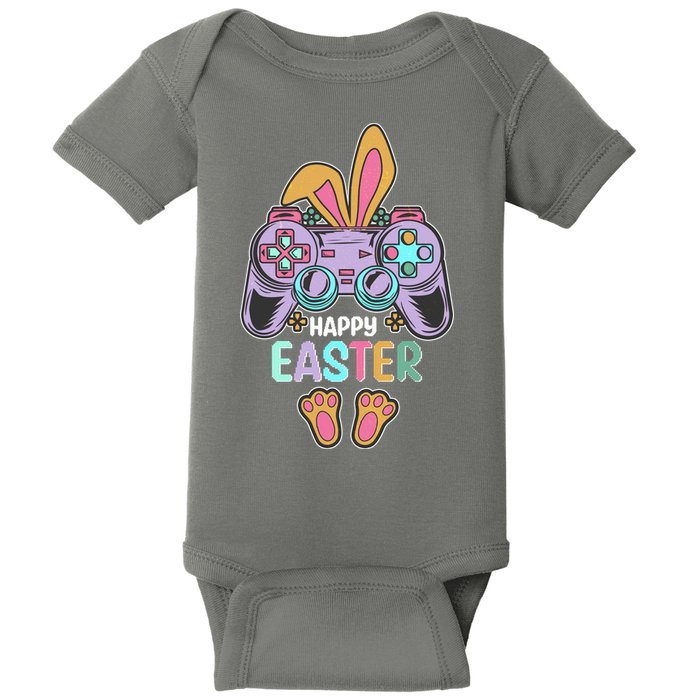 Funny Happy Easter Gamer Bunny Rabbit Controller Baby Bodysuit