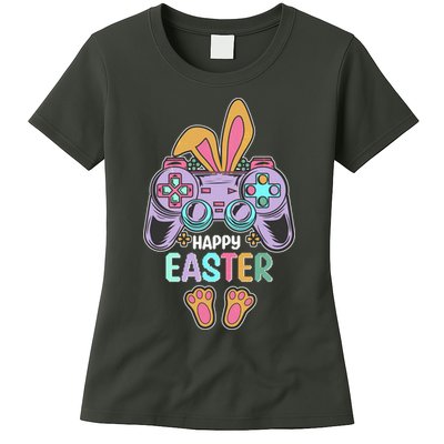 Funny Happy Easter Gamer Bunny Rabbit Controller Womens T-Shirt