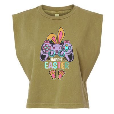 Funny Happy Easter Gamer Bunny Rabbit Controller Garment-Dyed Women's Muscle Tee