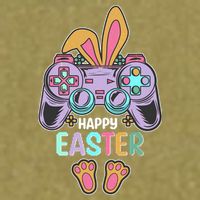 Funny Happy Easter Gamer Bunny Rabbit Controller Garment-Dyed Women's Muscle Tee
