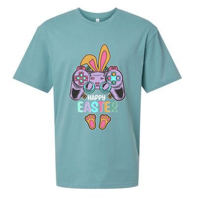 Funny Happy Easter Gamer Bunny Rabbit Controller Sueded Cloud Jersey T-Shirt