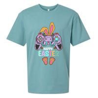Funny Happy Easter Gamer Bunny Rabbit Controller Sueded Cloud Jersey T-Shirt