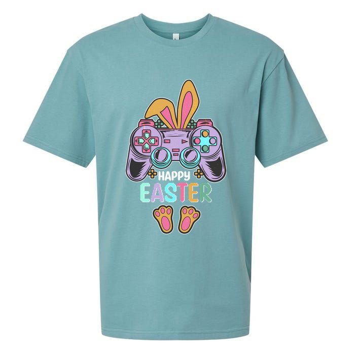 Funny Happy Easter Gamer Bunny Rabbit Controller Sueded Cloud Jersey T-Shirt