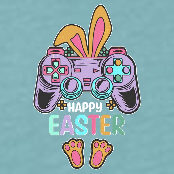 Funny Happy Easter Gamer Bunny Rabbit Controller Sueded Cloud Jersey T-Shirt