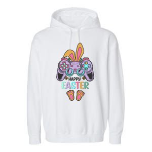 Funny Happy Easter Gamer Bunny Rabbit Controller Garment-Dyed Fleece Hoodie