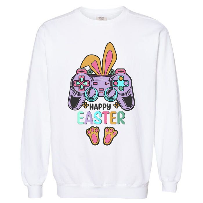 Funny Happy Easter Gamer Bunny Rabbit Controller Garment-Dyed Sweatshirt