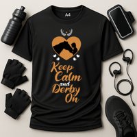 Fun Horseback Equestrian Quote Keep Calm And Derby On Gift Cooling Performance Crew T-Shirt
