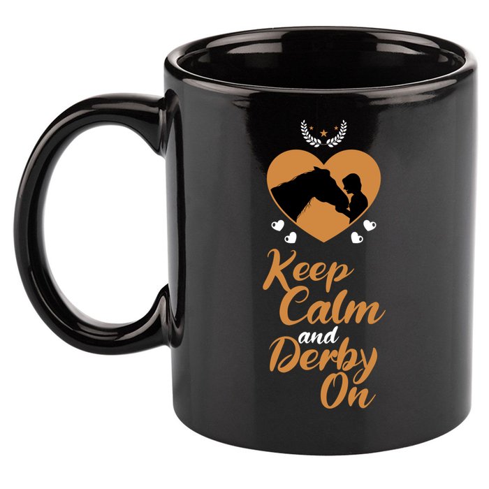 Fun Horseback Equestrian Quote Keep Calm And Derby On Gift 11oz C Handle Ceramic Mug