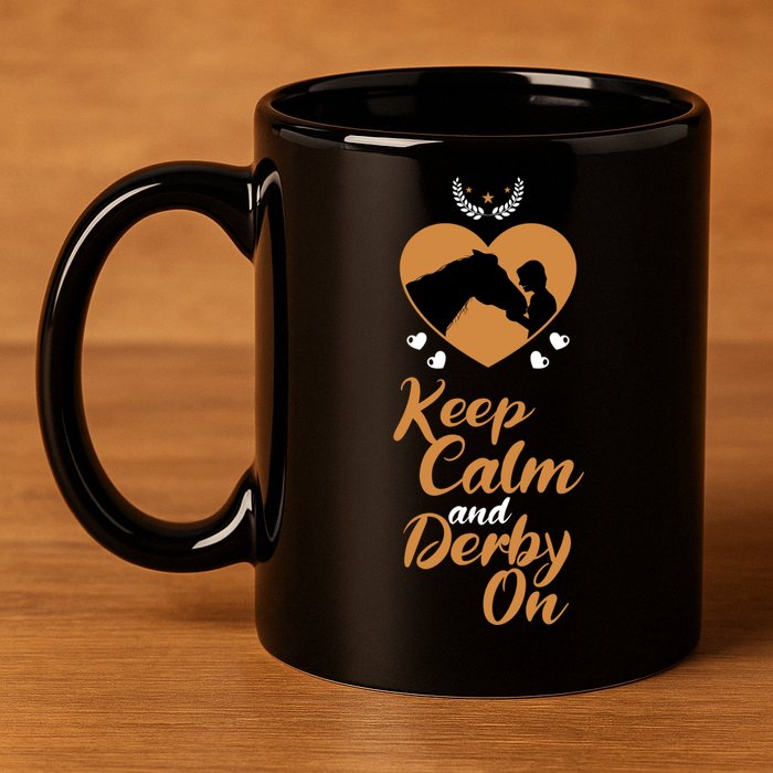 Fun Horseback Equestrian Quote Keep Calm And Derby On Gift 11oz C Handle Ceramic Mug