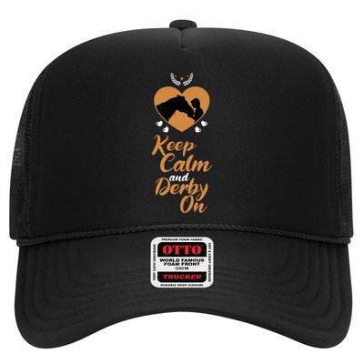 Fun Horseback Equestrian Quote Keep Calm And Derby On Gift Trucker Hat