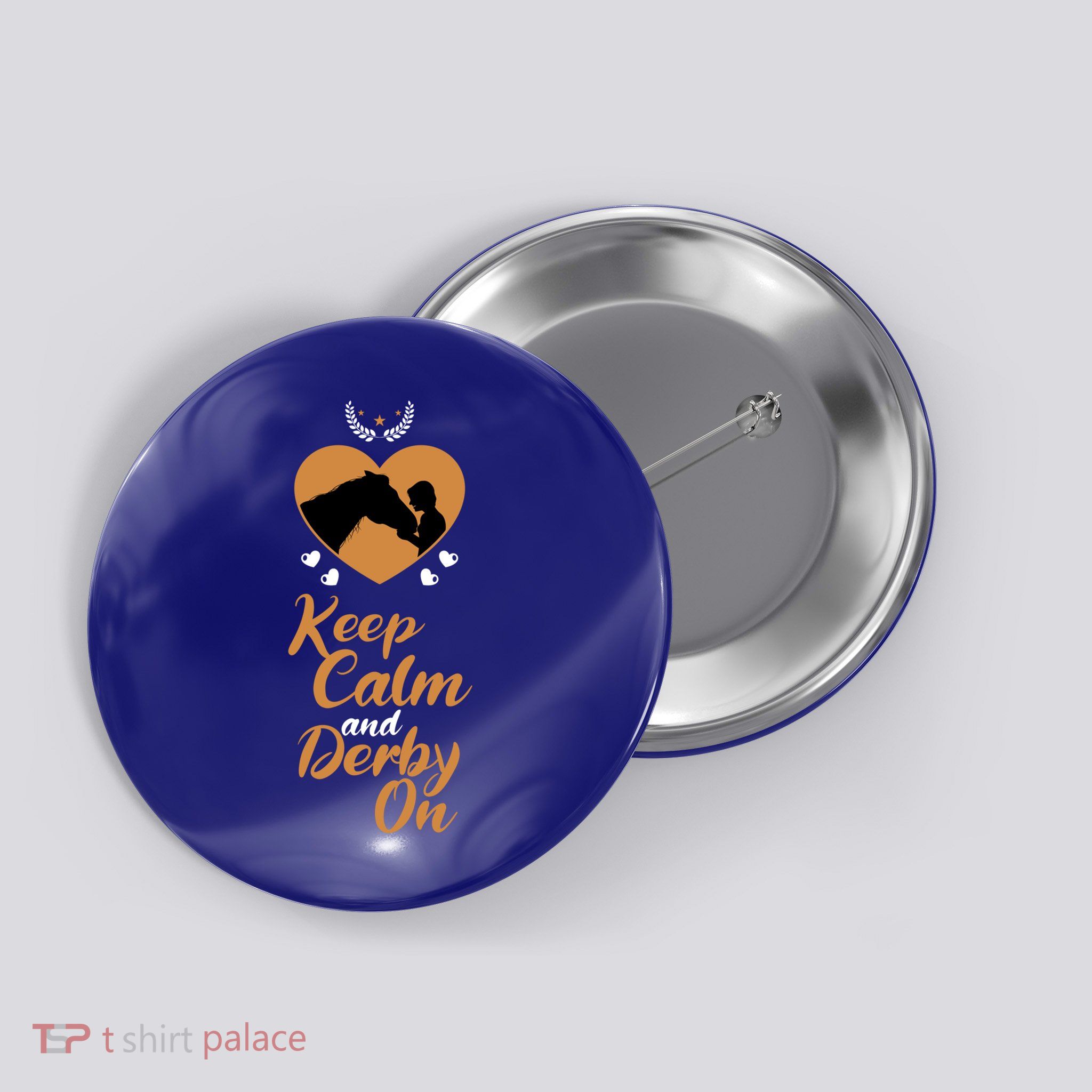 Fun Horseback Equestrian Quote Keep Calm And Derby On Gift Button