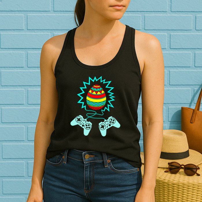 Funny Happy Easter Gamer Video Game Controller Egg Womens Tank Top