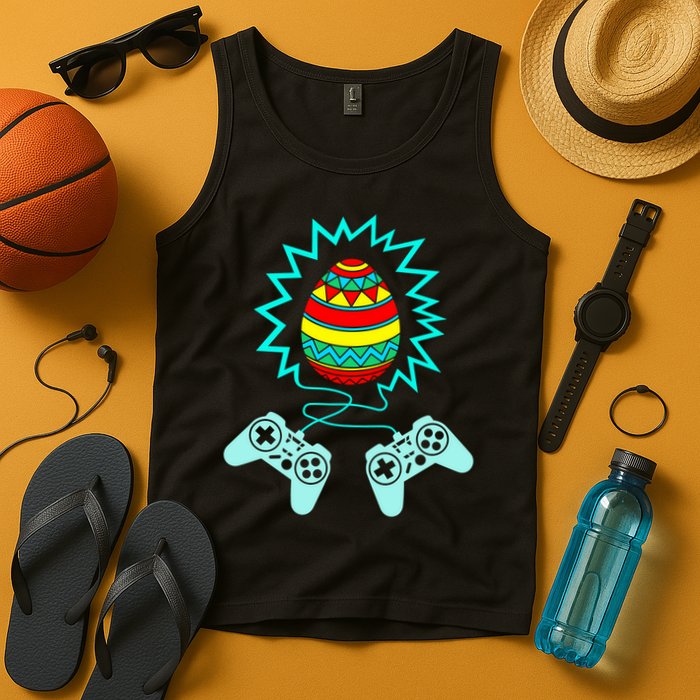 Funny Happy Easter Gamer Video Game Controller Egg Tank Top