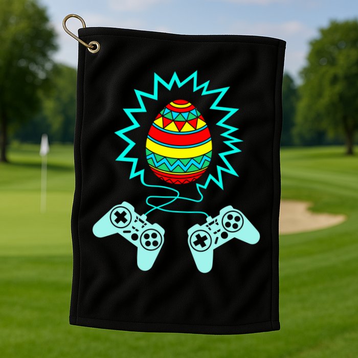 Funny Happy Easter Gamer Video Game Controller Egg Golf Towel