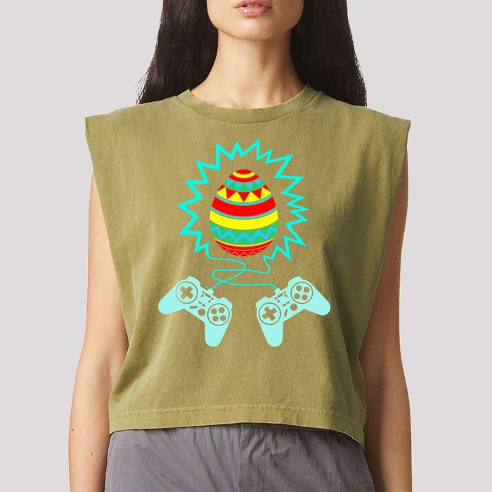 Funny Happy Easter Gamer Video Game Controller Egg Garment-Dyed Women's Muscle Tee