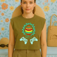 Funny Happy Easter Gamer Video Game Controller Egg Garment-Dyed Women's Muscle Tee