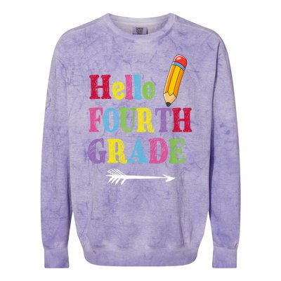 Funny Hello Fourth Grade Funny Back To The School Colorblast Crewneck Sweatshirt