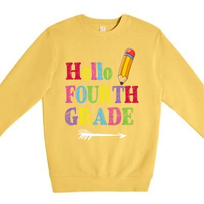 Funny Hello Fourth Grade Funny Back To The School Premium Crewneck Sweatshirt