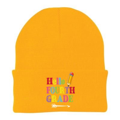 Funny Hello Fourth Grade Funny Back To The School Knit Cap Winter Beanie