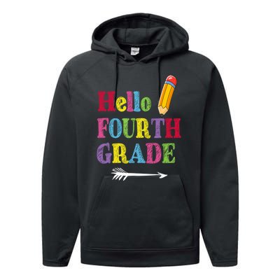 Funny Hello Fourth Grade Funny Back To The School Performance Fleece Hoodie