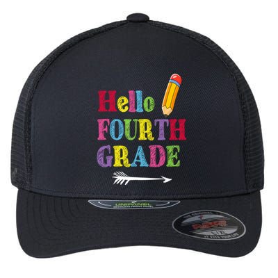 Funny Hello Fourth Grade Funny Back To The School Flexfit Unipanel Trucker Cap