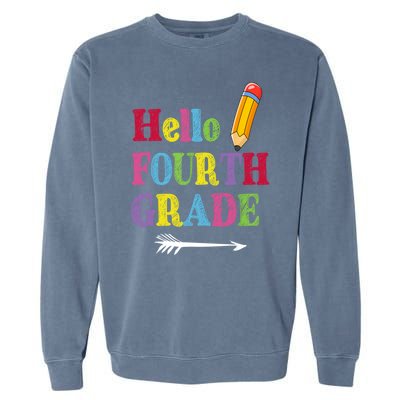 Funny Hello Fourth Grade Funny Back To The School Garment-Dyed Sweatshirt