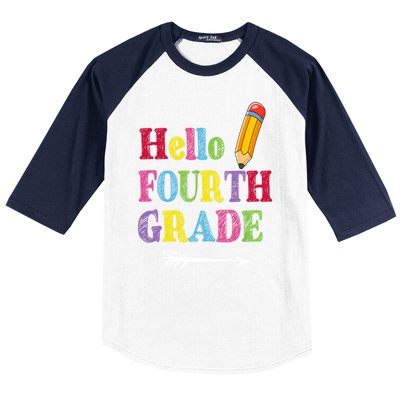 Funny Hello Fourth Grade Funny Back To The School Baseball Sleeve Shirt