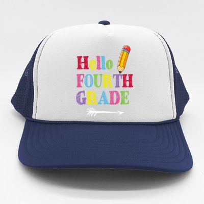 Funny Hello Fourth Grade Funny Back To The School Trucker Hat