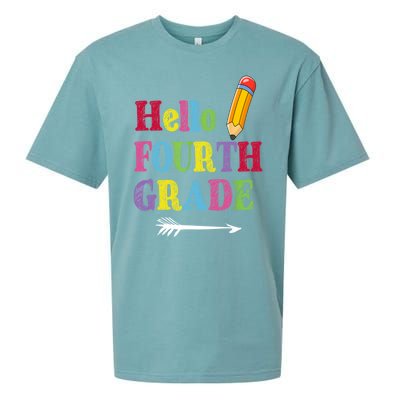 Funny Hello Fourth Grade Funny Back To The School Sueded Cloud Jersey T-Shirt