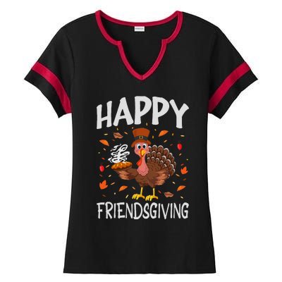 Funny Happy Friendsgiving Turkey Friends Giving Gifts Ladies Halftime Notch Neck Tee