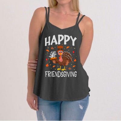 Funny Happy Friendsgiving Turkey Friends Giving Gifts Women's Strappy Tank