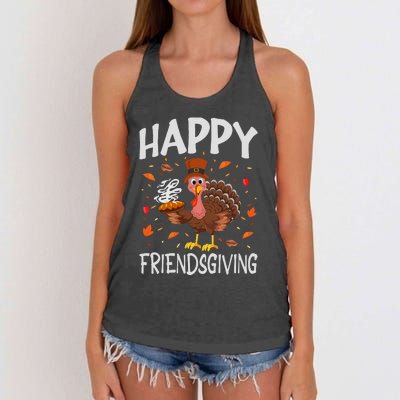 Funny Happy Friendsgiving Turkey Friends Giving Gifts Women's Knotted Racerback Tank