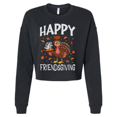 Funny Happy Friendsgiving Turkey Friends Giving Gifts Cropped Pullover Crew