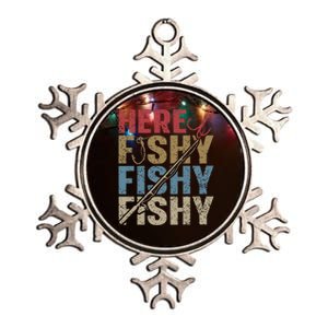 Funny Here Fishy Fishing Shirt_ Bass Fish Dad Metallic Star Ornament