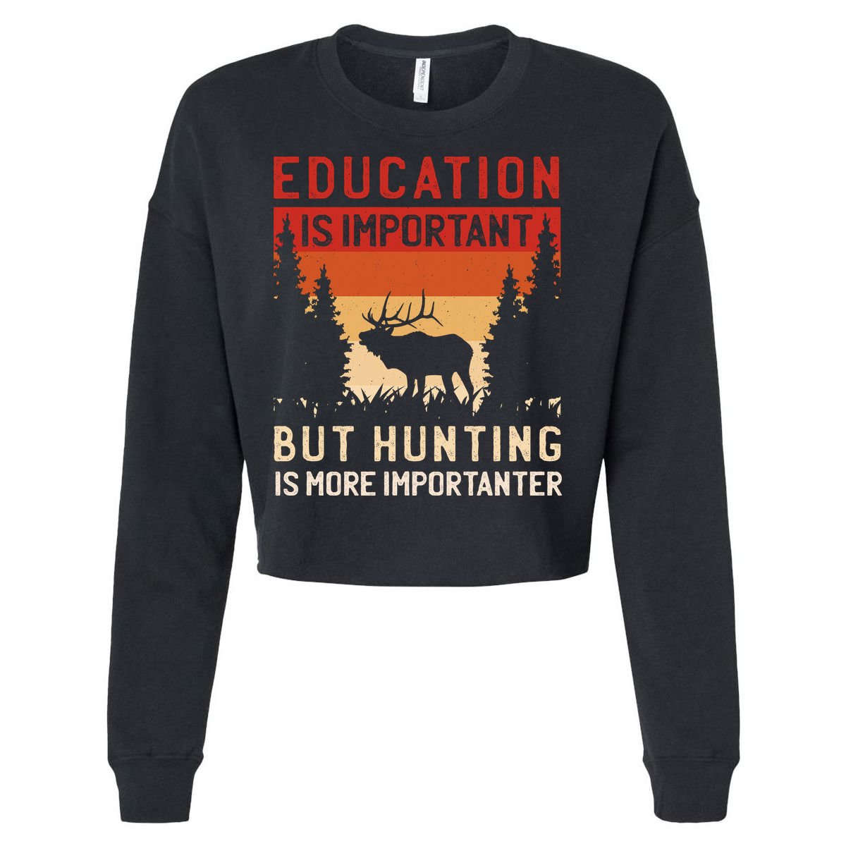 Funny Hunting Cropped Pullover Crew