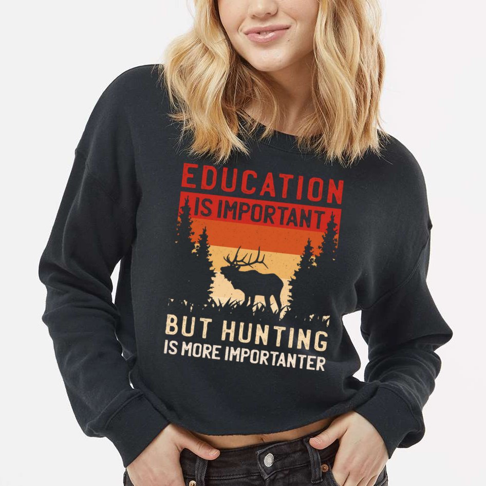 Funny Hunting Cropped Pullover Crew