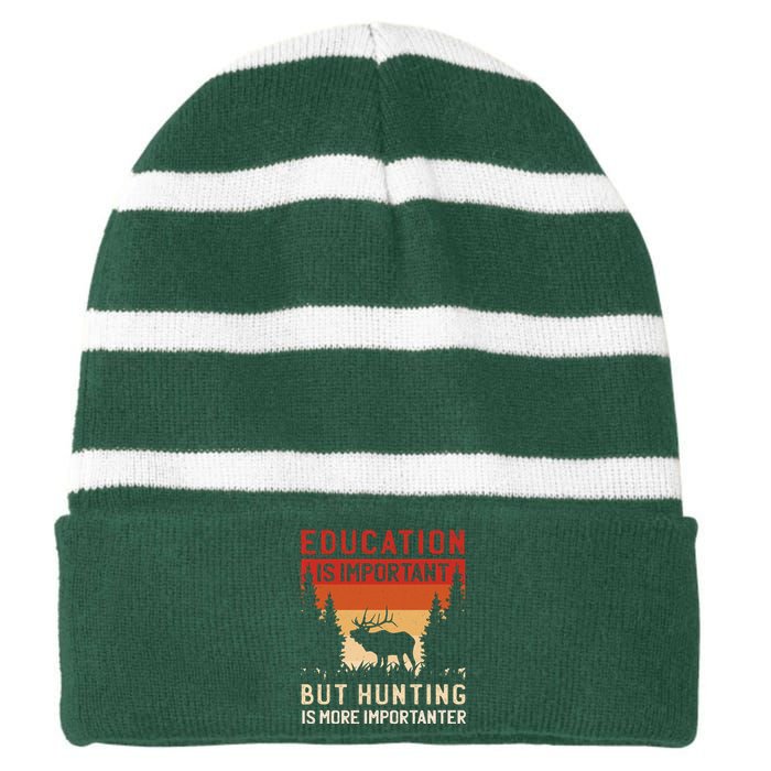 Funny Hunting Striped Beanie with Solid Band