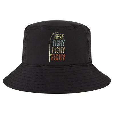 Fishing Here Fishy Bass Dad Cool Comfort Performance Bucket Hat