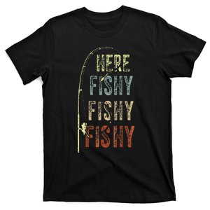 Fishing Here Fishy Bass Dad T-Shirt