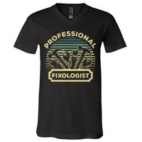 Funny Handyman For Wo Dad Fixologist Carpenter V-Neck T-Shirt