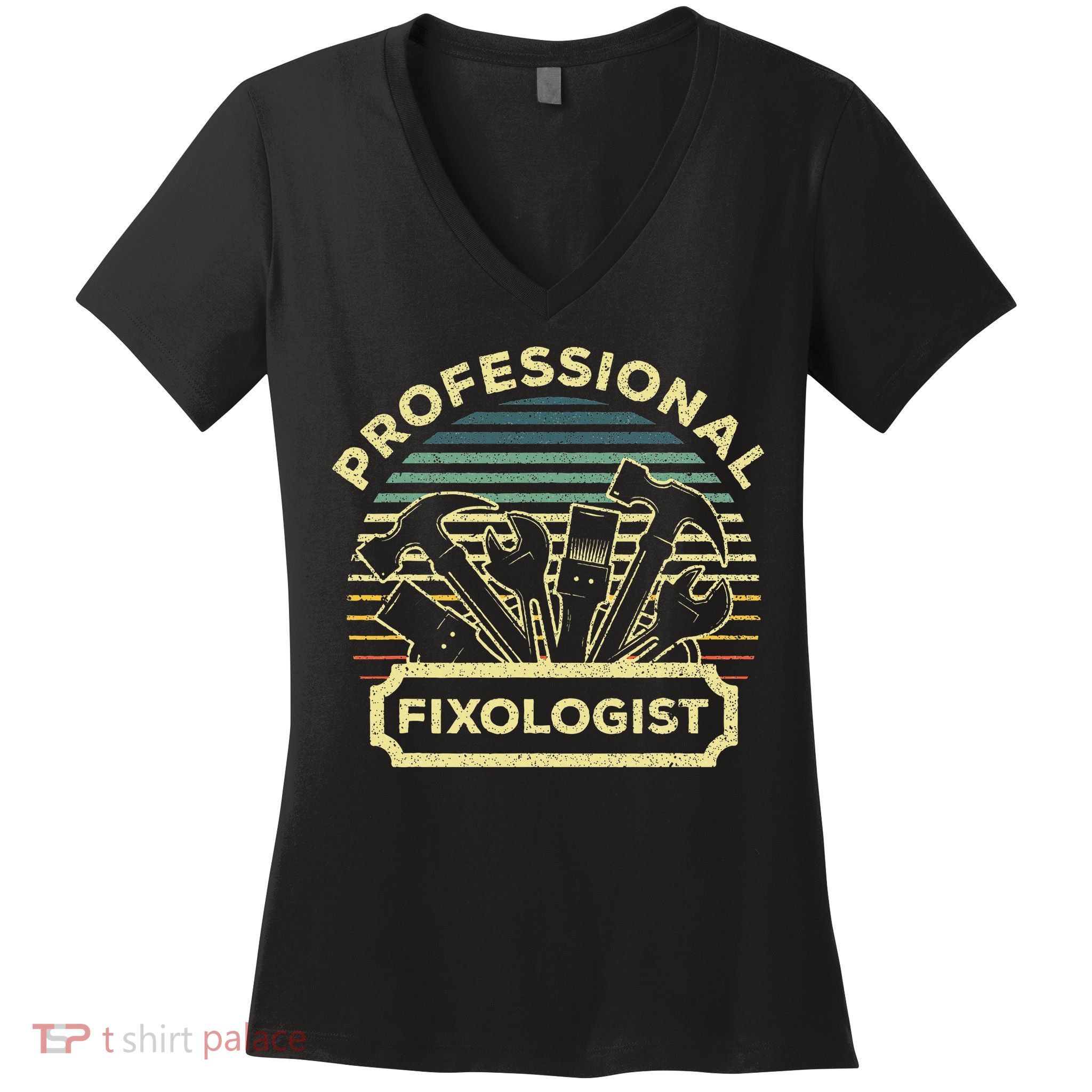 Funny Handyman For Wo Dad Fixologist Carpenter Women's V-Neck T-Shirt