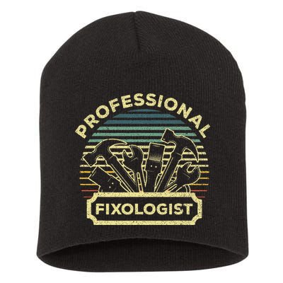 Funny Handyman For Wo Dad Fixologist Carpenter Short Acrylic Beanie