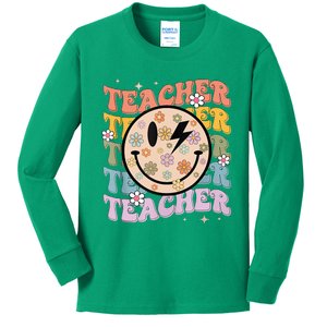 Funny Hippie Face Teacher Shirts Back To School Teachers Day Kids Long Sleeve Shirt