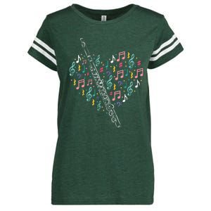 Flute Heart Flute Player Flutist Marching Band Music Enza Ladies Jersey Football T-Shirt