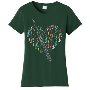 Flute Heart Flute Player Flutist Marching Band Music Women's T-Shirt