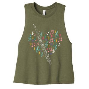 Flute Heart Flute Player Flutist Marching Band Music Women's Racerback Cropped Tank