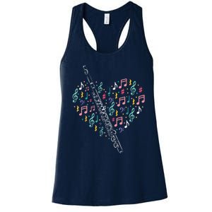 Flute Heart Flute Player Flutist Marching Band Music Women's Racerback Tank