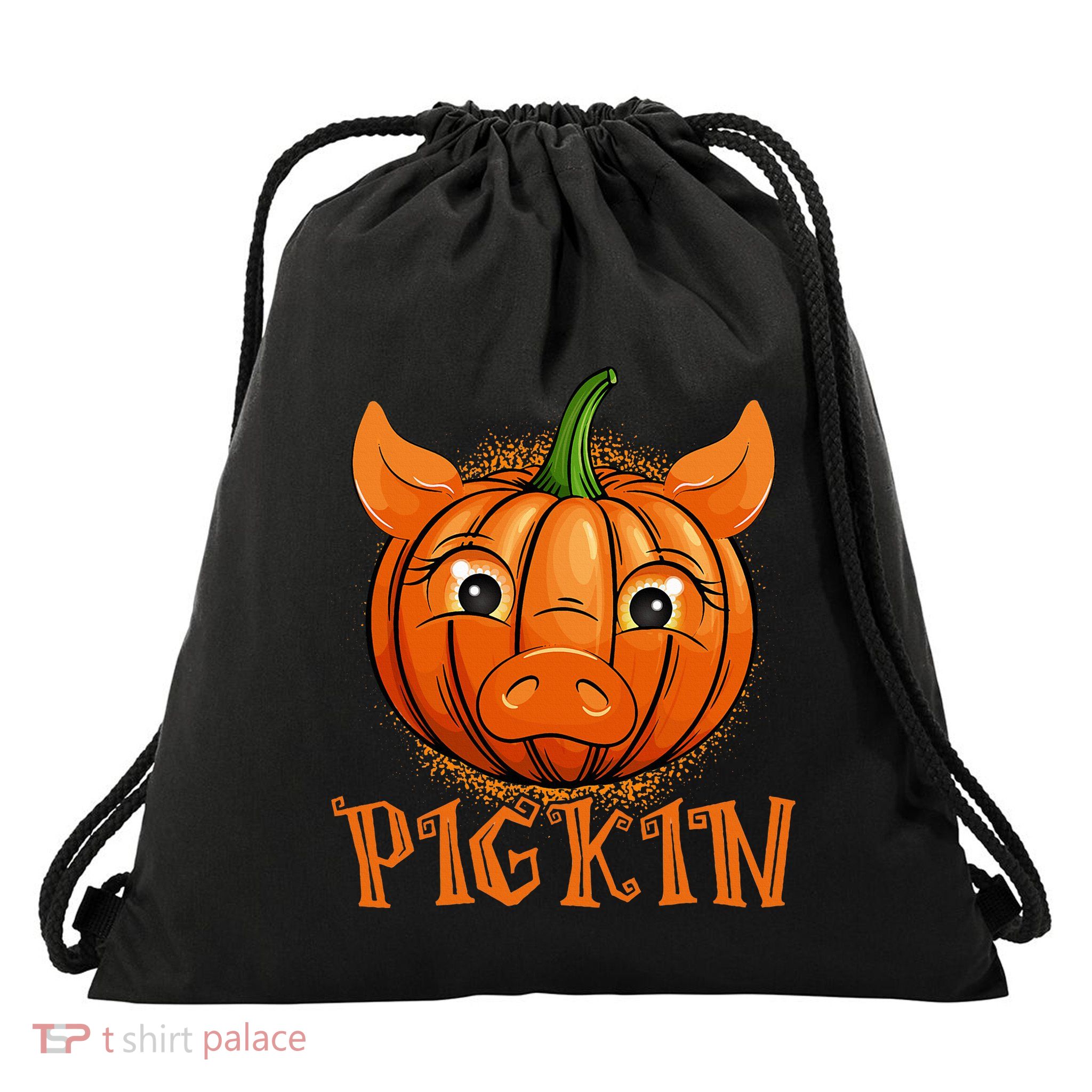 Funny Halloween Fall Pigkin Pig Pumpkin Thanksgiving Piggy Drawstring Bag