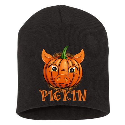 Funny Halloween Fall Pigkin Pig Pumpkin Thanksgiving Piggy Short Acrylic Beanie
