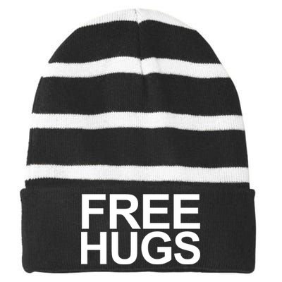 Free Hugs Striped Beanie with Solid Band